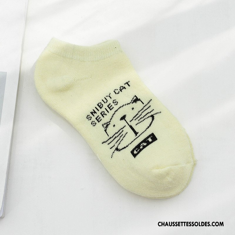 Chaussette Basse Femme Hiver Dessin Animé Dame Renforcé Thermiques Chat Rose Coloré