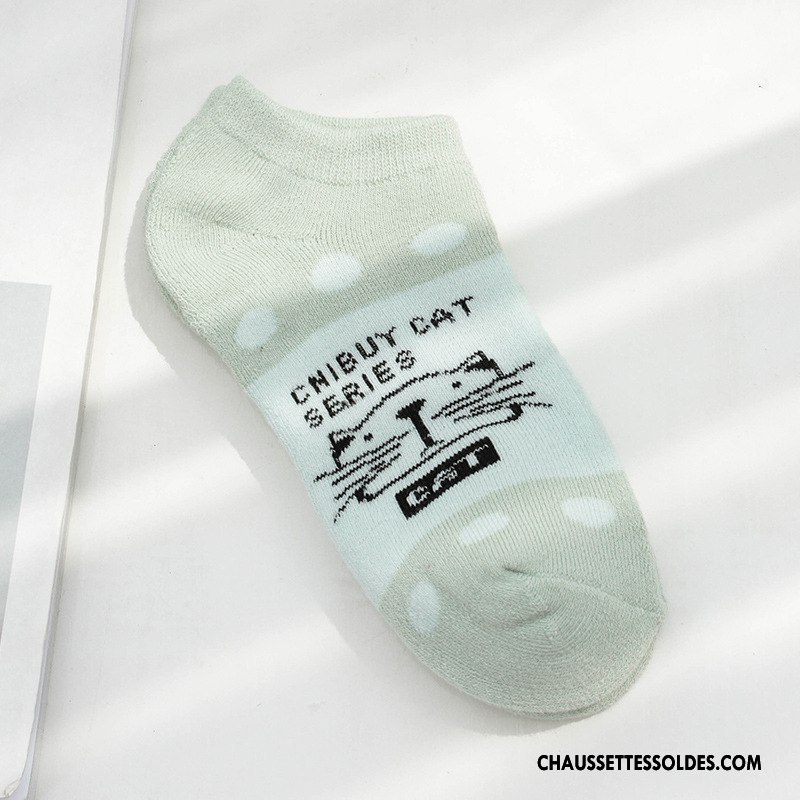 Chaussette Basse Femme Hiver Dessin Animé Dame Renforcé Thermiques Chat Rose Coloré