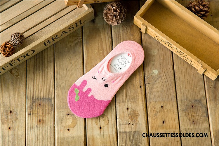 Chaussette Basse Femme Invisible 100% Coton Charmant Style Chaud Chaussette Courte Dessin Animé Rose