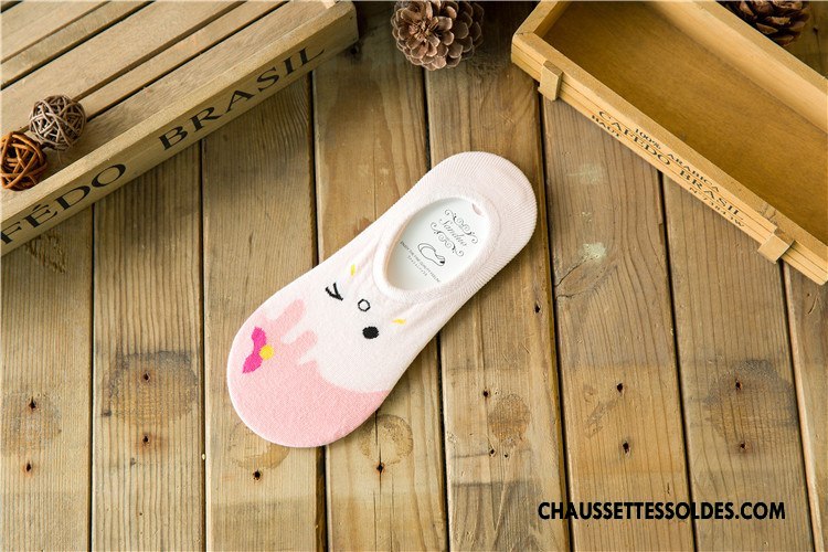 Chaussette Basse Femme Invisible 100% Coton Charmant Style Chaud Chaussette Courte Dessin Animé Rose