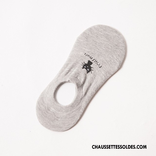 Chaussette Basse Femme Invisible Antidérapant 100% Coton Chat Beige Chaussette Courte Pure Blanc Clair