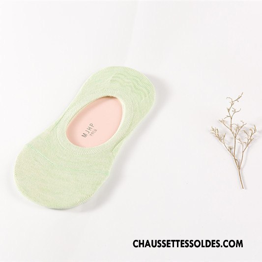 Chaussette Basse Femme Invisible Antidérapant Silicone Été Le Nouveau Couleurs De Bonbons Pure Vert Clair