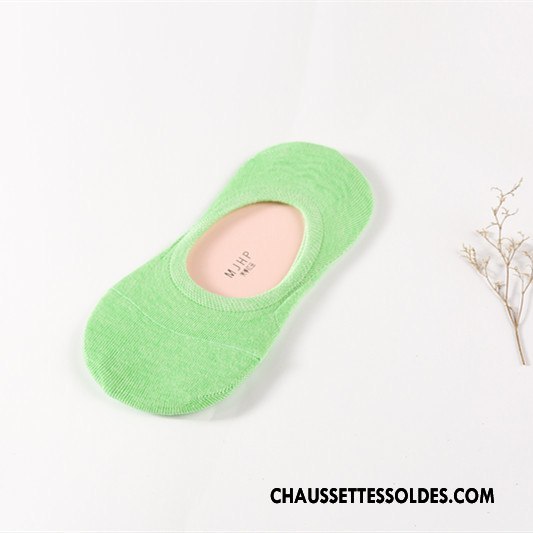 Chaussette Basse Femme Invisible Antidérapant Silicone Été Le Nouveau Couleurs De Bonbons Pure Vert Clair