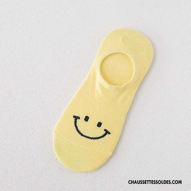 Chaussette Basse Femme Invisible Antidérapant Été Le Nouveau Souriant Silicone Bleu