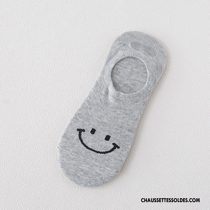 Chaussette Basse Femme Invisible Antidérapant Été Le Nouveau Souriant Silicone Bleu