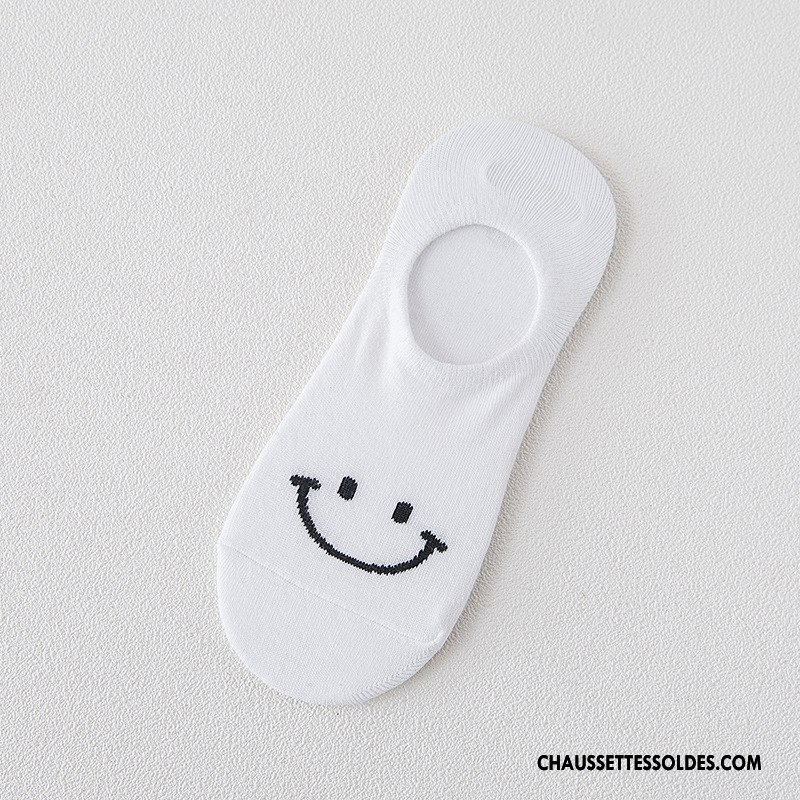 Chaussette Basse Femme Invisible Antidérapant Été Le Nouveau Souriant Silicone Bleu