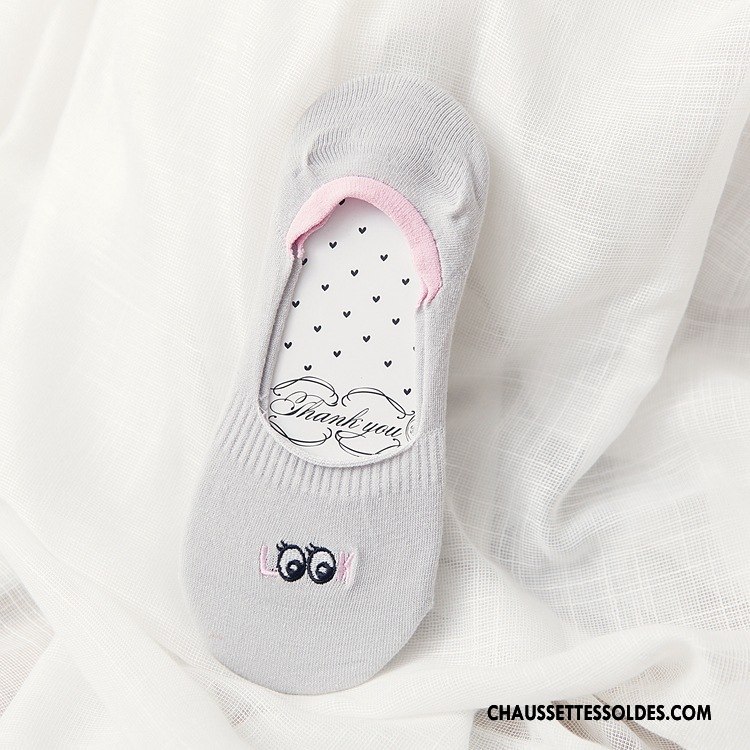 Chaussette Basse Femme Invisible Bien Silicone 100% Coton Œil Brodé Bleu Clair