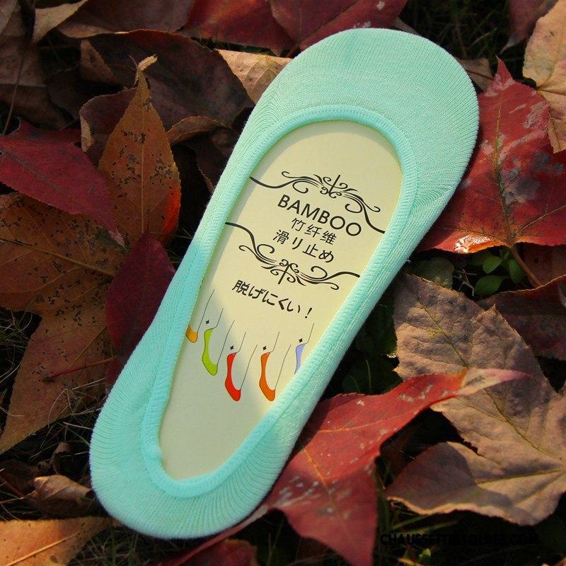 Chaussette Basse Femme Invisible Chaussette Basse Coupée Bambou Antidérapant Silicone Été Couleurs De Bonbons Pure Jaune Clair