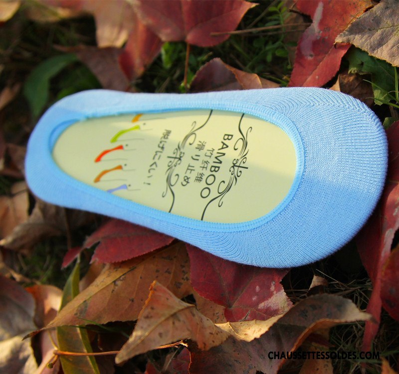 Chaussette Basse Femme Invisible Chaussette Basse Coupée Bambou Antidérapant Silicone Été Couleurs De Bonbons Pure Jaune Clair