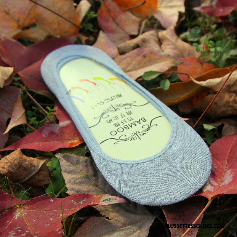 Chaussette Basse Femme Invisible Chaussette Basse Coupée Bambou Antidérapant Silicone Été Couleurs De Bonbons Pure Jaune Clair