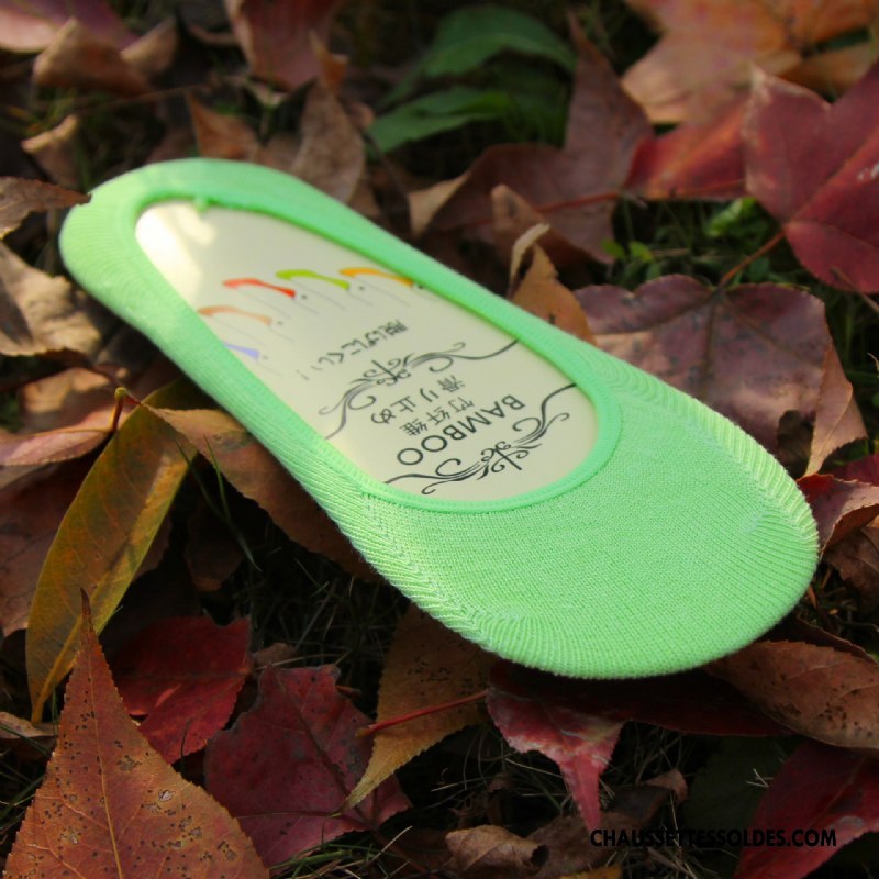 Chaussette Basse Femme Invisible Chaussette Basse Coupée Bambou Antidérapant Silicone Été Couleurs De Bonbons Pure Jaune Clair