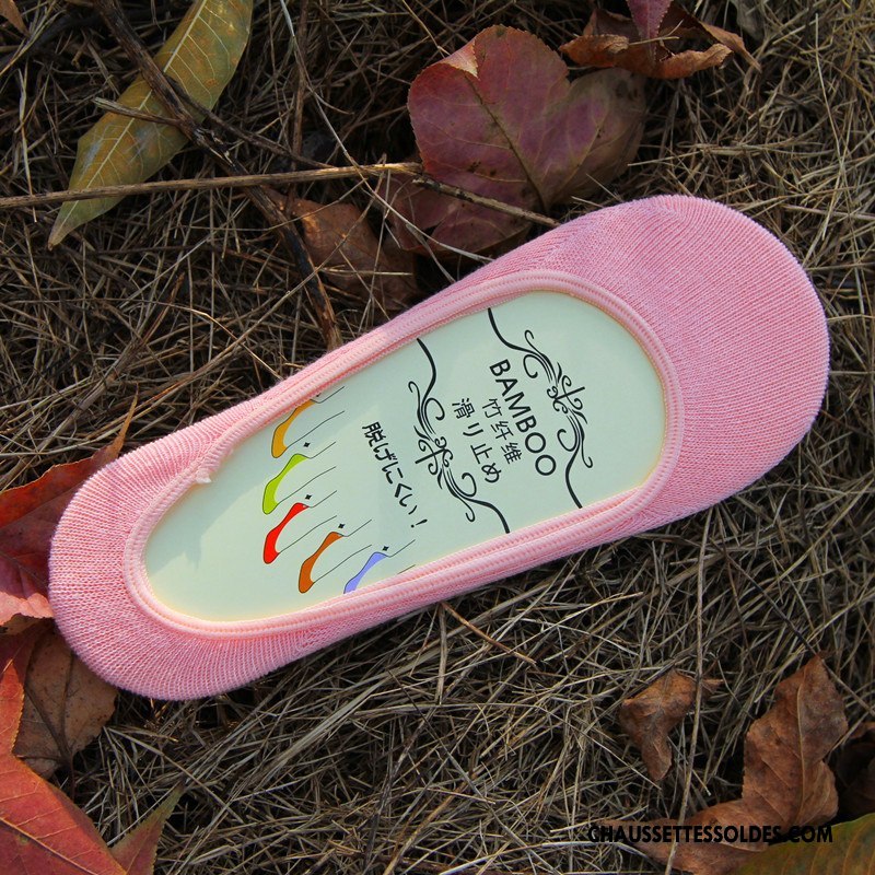 Chaussette Basse Femme Invisible Chaussette Basse Coupée Bambou Antidérapant Silicone Été Couleurs De Bonbons Pure Jaune Clair