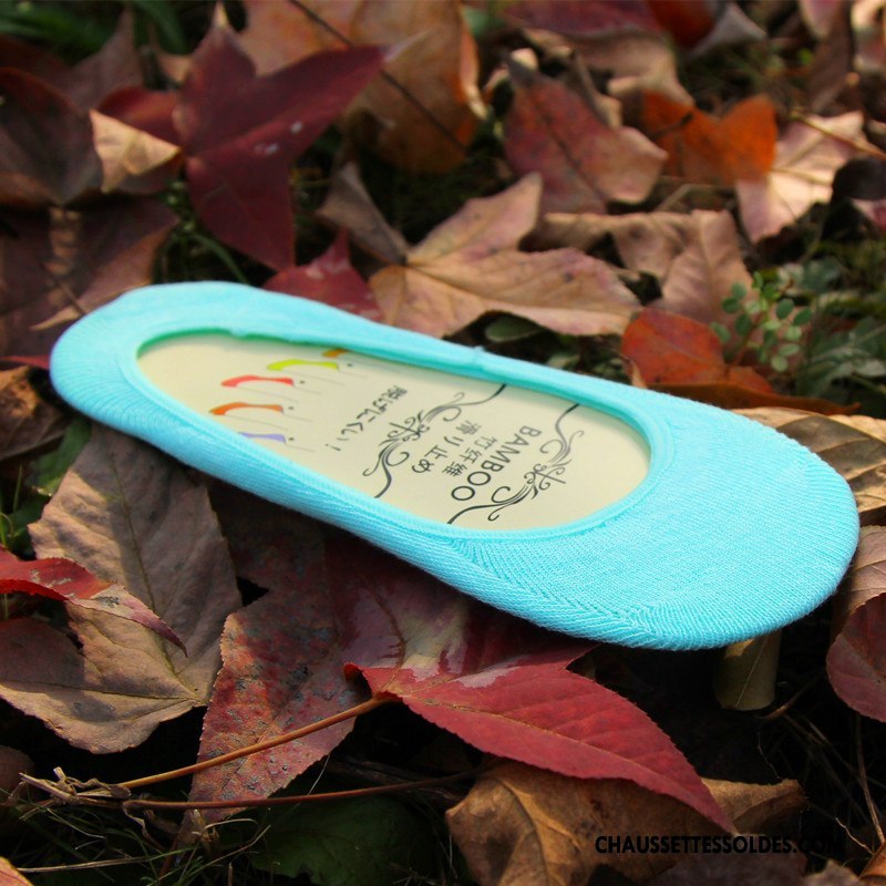 Chaussette Basse Femme Invisible Chaussette Basse Coupée Bambou Antidérapant Silicone Été Couleurs De Bonbons Pure Jaune Clair