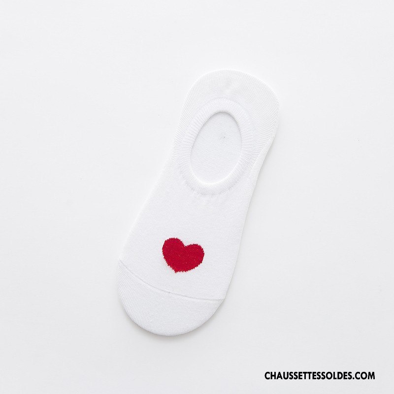 Chaussette Basse Femme Invisible Chaussette Basse Coupée Été 100% Coton Le Nouveau Charmant Blanc
