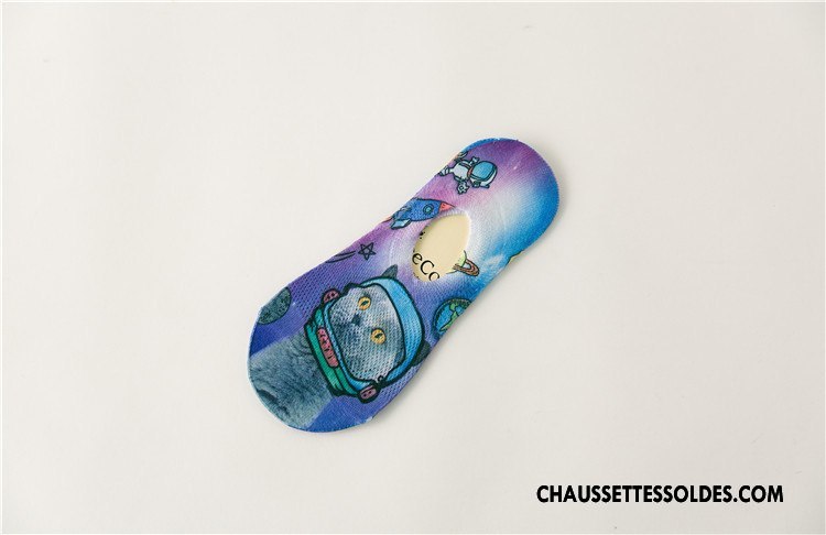Chaussette Basse Femme Invisible Chaussettes En Coton Été Dessin Animé Le Nouveau Printemps Bleu Marin Impression