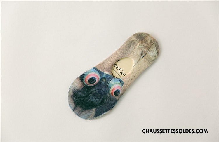 Chaussette Basse Femme Invisible Chaussettes En Coton Été Dessin Animé Le Nouveau Printemps Bleu Marin Impression