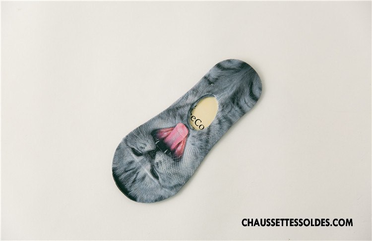 Chaussette Basse Femme Invisible Chaussettes En Coton Été Dessin Animé Le Nouveau Printemps Bleu Marin Impression
