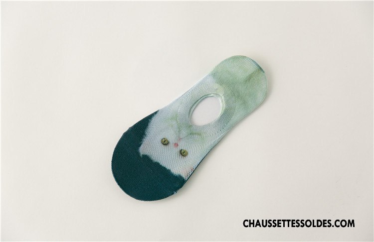 Chaussette Basse Femme Invisible Chaussettes En Coton Été Dessin Animé Le Nouveau Printemps Bleu Marin Impression