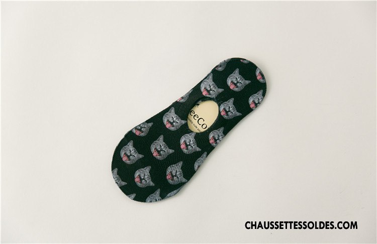 Chaussette Basse Femme Invisible Chaussettes En Coton Été Dessin Animé Le Nouveau Printemps Bleu Marin Impression