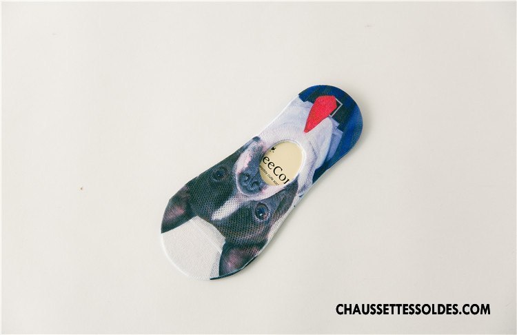 Chaussette Basse Femme Invisible Chaussettes En Coton Été Dessin Animé Le Nouveau Printemps Bleu Marin Impression