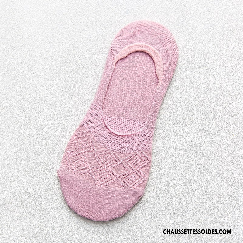 Chaussette Basse Femme Invisible Coton Bio Chaussette Basse Coupée Printemps Le Nouveau Été Rose Clair