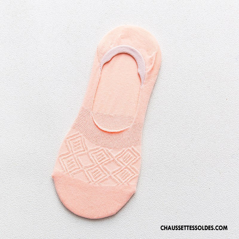 Chaussette Basse Femme Invisible Coton Bio Chaussette Basse Coupée Printemps Le Nouveau Été Rose Clair