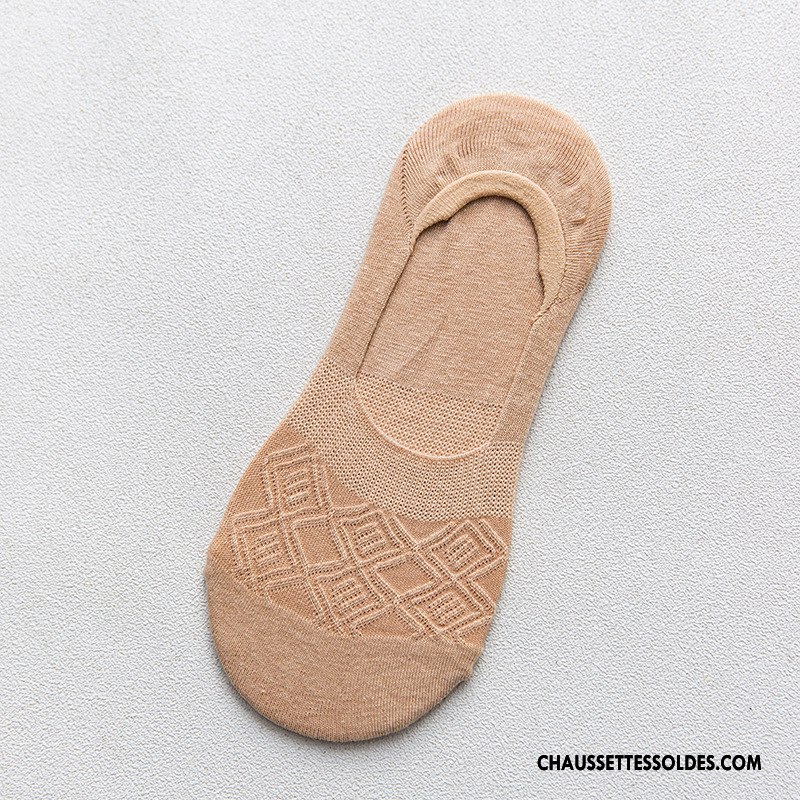 Chaussette Basse Femme Invisible Coton Bio Chaussette Basse Coupée Printemps Le Nouveau Été Rose Clair
