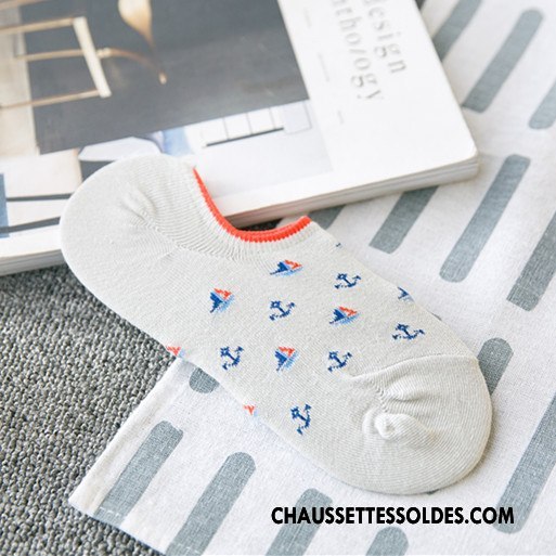 Chaussette Basse Femme Invisible Coton Bio Dame Été Chaussette Basse Coupée Légère Rouge Clair