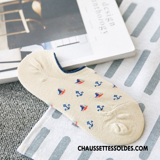Chaussette Basse Femme Invisible Coton Bio Dame Été Chaussette Basse Coupée Légère Rouge Clair