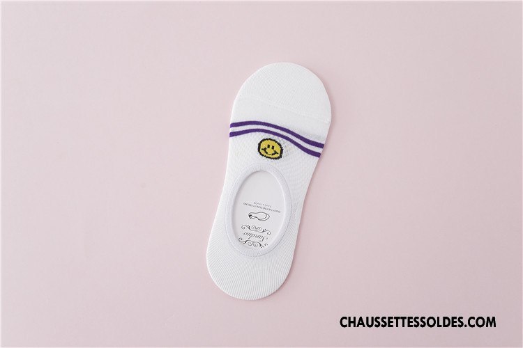Chaussette Basse Femme Invisible Engrener Chaussette Courte Le Nouveau Plaine Été Blanc