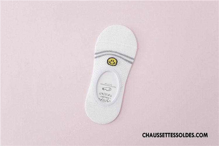 Chaussette Basse Femme Invisible Engrener Chaussette Courte Le Nouveau Plaine Été Blanc