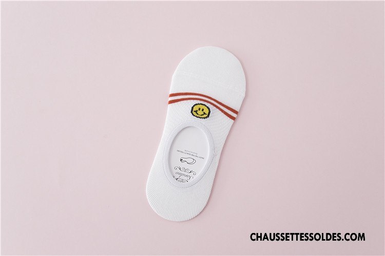 Chaussette Basse Femme Invisible Engrener Chaussette Courte Le Nouveau Plaine Été Blanc