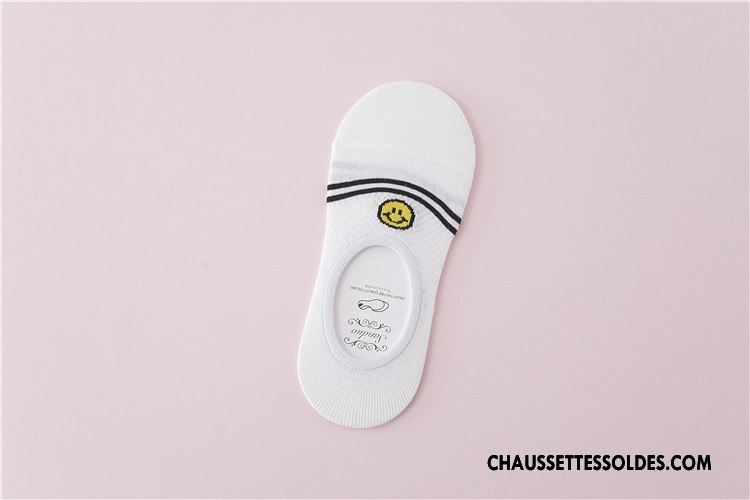Chaussette Basse Femme Invisible Engrener Chaussette Courte Le Nouveau Plaine Été Blanc