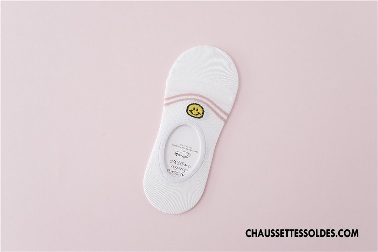 Chaussette Basse Femme Invisible Engrener Chaussette Courte Le Nouveau Plaine Été Blanc