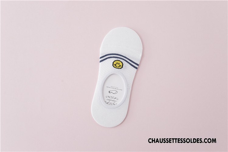 Chaussette Basse Femme Invisible Engrener Chaussette Courte Le Nouveau Plaine Été Blanc