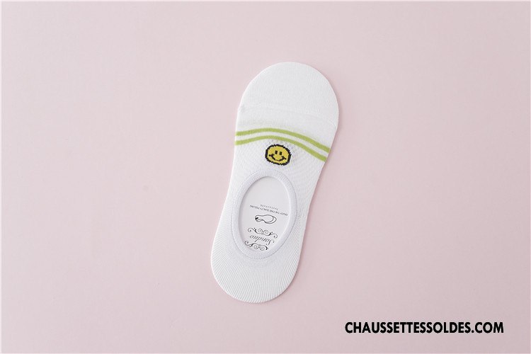 Chaussette Basse Femme Invisible Engrener Chaussette Courte Le Nouveau Plaine Été Blanc