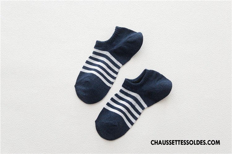 Chaussette Basse Femme Invisible Rayé Le Nouveau Printemps Frais Chaussette Basse Coupée Bleu