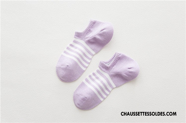 Chaussette Basse Femme Invisible Rayé Le Nouveau Printemps Frais Chaussette Basse Coupée Bleu