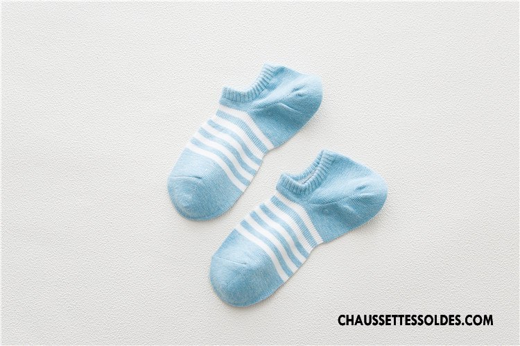 Chaussette Basse Femme Invisible Rayé Le Nouveau Printemps Frais Chaussette Basse Coupée Bleu