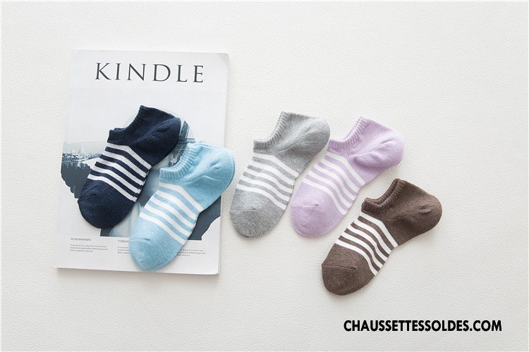 Chaussette Basse Femme Invisible Rayé Le Nouveau Printemps Frais Chaussette Basse Coupée Bleu