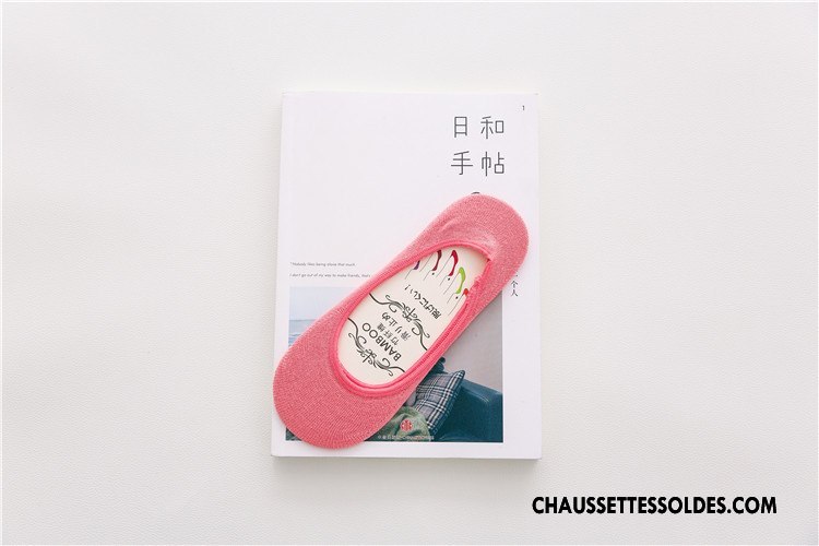Chaussette Basse Femme Invisible Silicone Chaussette Courte Été Fibre Bambou Couleurs De Bonbons Rose