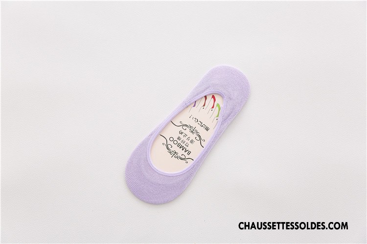 Chaussette Basse Femme Invisible Silicone Chaussette Courte Été Fibre Bambou Couleurs De Bonbons Rose