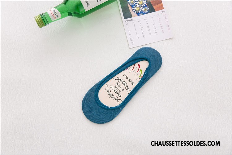 Chaussette Basse Femme Invisible Silicone Chaussette Courte Été Fibre Bambou Couleurs De Bonbons Rose