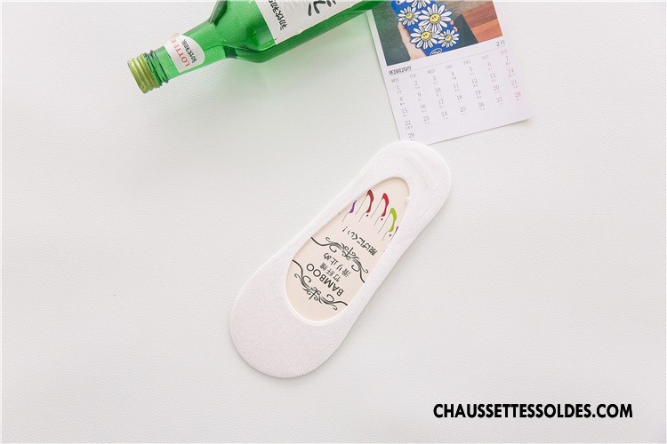 Chaussette Basse Femme Invisible Silicone Chaussette Courte Été Fibre Bambou Couleurs De Bonbons Rose