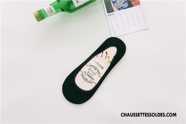 Chaussette Basse Femme Invisible Silicone Chaussette Courte Été Fibre Bambou Couleurs De Bonbons Rose