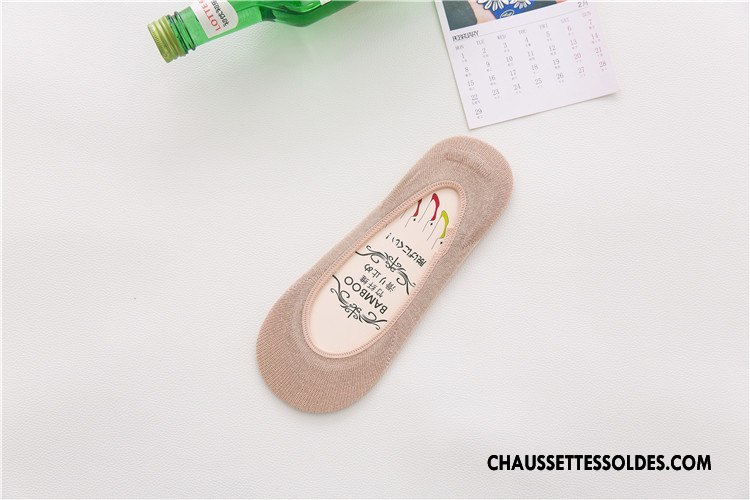Chaussette Basse Femme Invisible Silicone Chaussette Courte Été Fibre Bambou Couleurs De Bonbons Rose