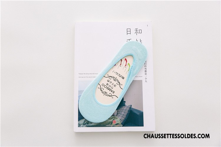 Chaussette Basse Femme Invisible Silicone Chaussette Courte Été Fibre Bambou Couleurs De Bonbons Rose