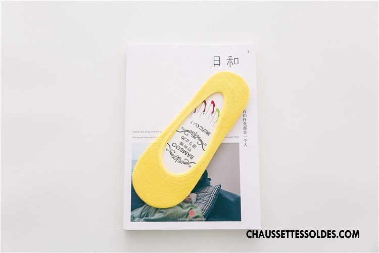 Chaussette Basse Femme Invisible Silicone Chaussette Courte Été Fibre Bambou Couleurs De Bonbons Rose