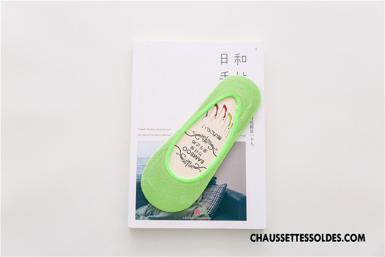 Chaussette Basse Femme Invisible Silicone Chaussette Courte Été Fibre Bambou Couleurs De Bonbons Rose