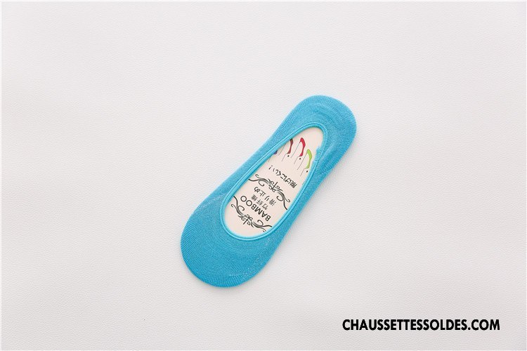 Chaussette Basse Femme Invisible Silicone Chaussette Courte Été Fibre Bambou Couleurs De Bonbons Rose